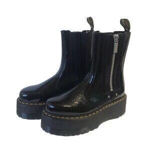 Dr. Martens 2976 Max Patent Leather Chelsea Platform Boot Black Ladies Size 9